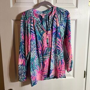Lilly Pulitzer dressy long sleeve blouse - pineapples